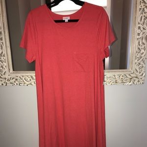 BNWT LuLaRoe Carly Dress Size L Solid Salmon